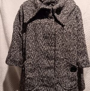 Ambiance Black and White Herringbone Jacket With 3/4 Length Sleeve